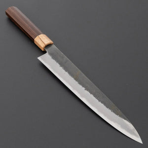 Hitohira Hinode Nashiji White 2 Stainless Clad Sujihiki 240mm Wenge Handle - Tetogi