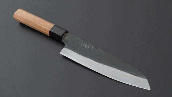 Hitohira Hizen Kurouchi Blue 1 Santoku 165mm Walnut Handle - Tetogi