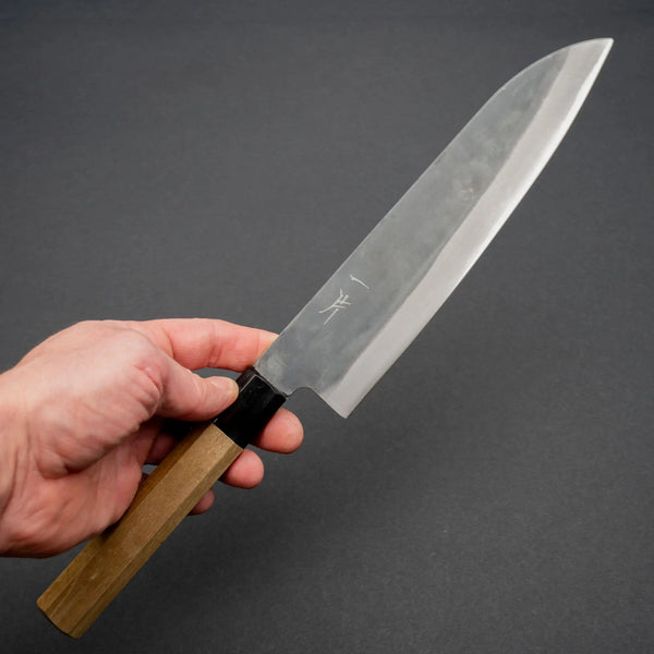Hitohira Hizen Kurouchi Blue 1 Stainless Clad Gyuto 210mm Ho Wood Handle - Tetogi