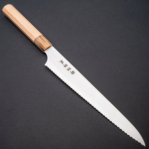 Hitohira Imojiya TH Stainless Bread Knife 240mm Beechwood Handle - Tetogi