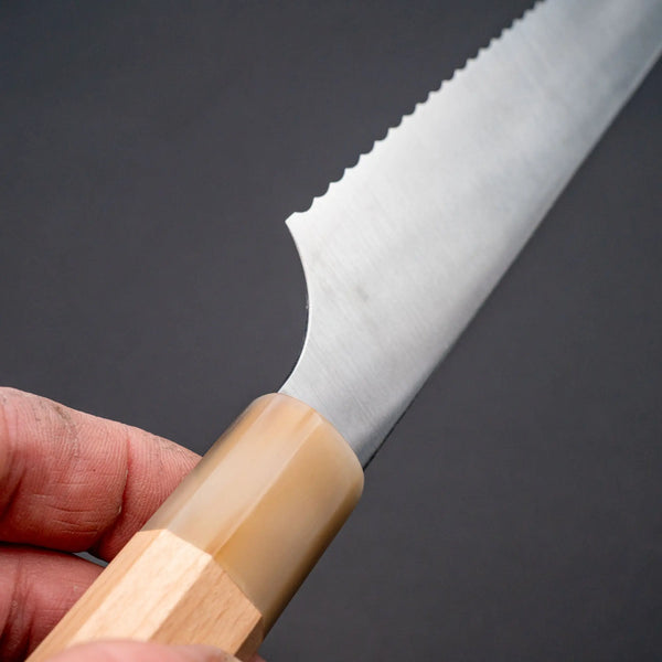Hitohira Imojiya TH Stainless Bread Knife 240mm Beechwood Handle - Tetogi