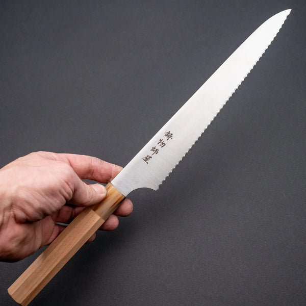 Hitohira Imojiya TH Stainless Bread Knife 240mm Beechwood Handle - Tetogi