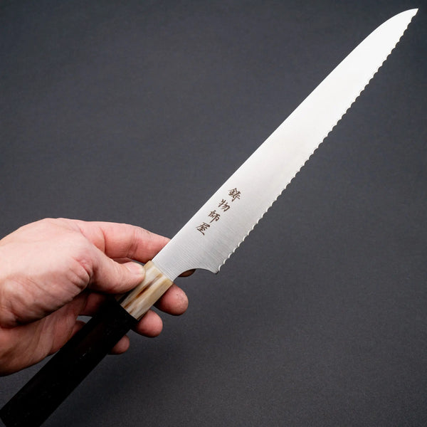 Hitohira Imojiya TH Stainless Bread Knife 240mm Ebony Handle - Tetogi