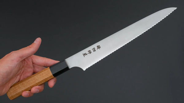 Hitohira Imojiya TH Stainless Bread Knife 240mm Teak Handle (Wa) - Tetogi