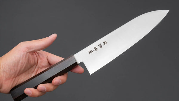 Hitohira Imojiya TH Stainless Santoku 180mm Ebony Handle (Wa) - Tetogi