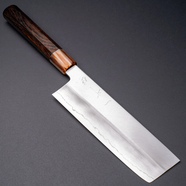 Hitohira Kikuchiyo Ren Silver 3 Nakiri 180mm Ebony Handle - Tetogi