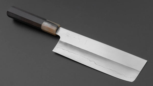 Hitohira Kikuchiyo Ren Silver 3 Nakiri 180mm Ebony Handle - Tetogi