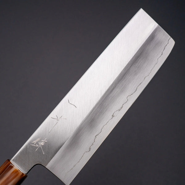 Hitohira Kikuchiyo Ren Silver 3 Nakiri 180mm Ebony Handle - Tetogi