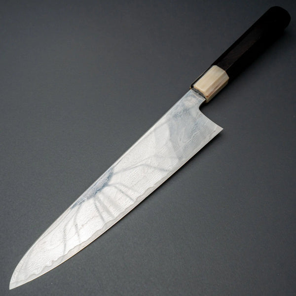 Hitohira Kikuchiyo Rou VG10 Hyokyo Damascus Gyuto 240mm Ebony Handle - Tetogi