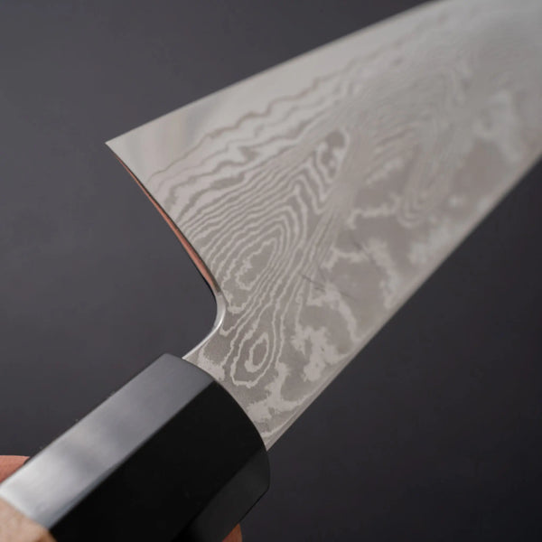 Hitohira Kikuchiyo Rou VG10 Sakura Damascus Gyuto 240mm Sakura Handle (Black horn) - Tetogi