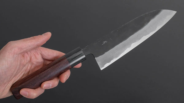 Hitohira MS Kurouchi Blue 2 Santoku 165mm Wood Handle - Tetogi