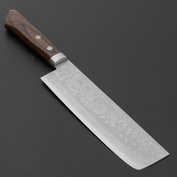 Hitohira NM V10 Damascus Nakiri 165mm Brown Pakka Handle - Tetogi