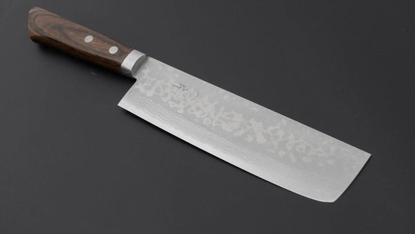 Hitohira NM V10 Damascus Nakiri 165mm Brown Pakka Handle - Tetogi