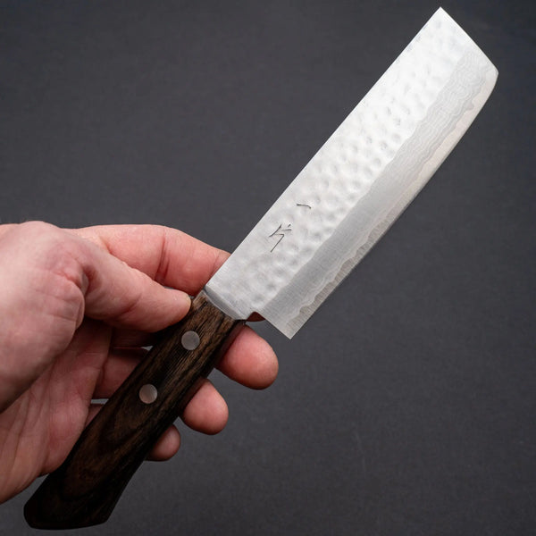 Hitohira NM V10 Tsuchime Damascus Nakiri 130mm Brown Pakka Handle (No Bolster) Product vendor