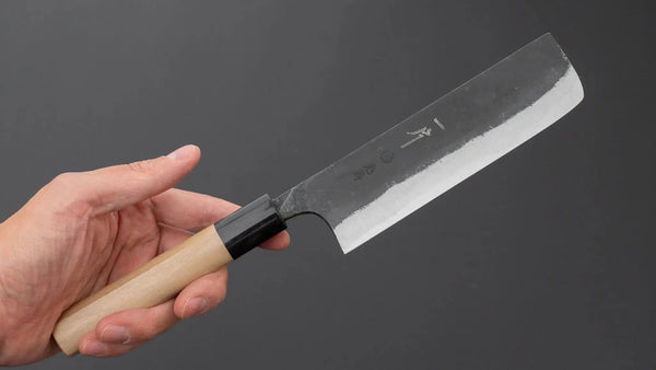 Hitohira Onihiro Blue 1 Nakiri 135mm Ho Wood Handle (D-Shape) - Tetogi