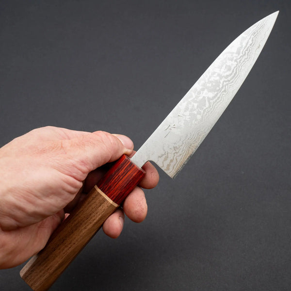 Hitohira Setsu Forged VG - 10 Damascus Petty 140mm Walnut Handle (Rengas Ferrule) - Tetogi