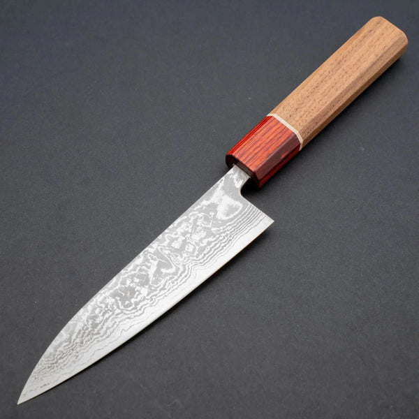 Hitohira Setsu Forged VG - 10 Damascus Petty 140mm Walnut Handle (Rengas Ferrule) - Tetogi