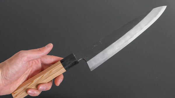 Hitohira Tanaka Kyuzo Blue #1 Kurouchi Gyuto 210mm Yakusugi Cedar Handle - Tetogi