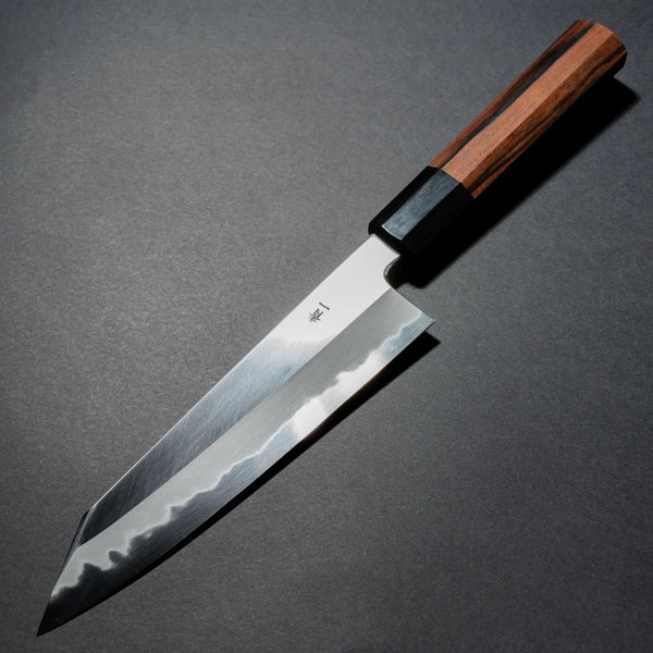 Hitohira Tanaka Kyuzo Blue 1 Migaki Kiritsuke Gyuto 195mm Taihei Makassar Ebony Handle (Limited) - Tetogi