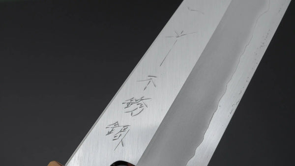 Hitohira Tanaka Kyuzo Blue #1 Stainless Clad Gyuto 210mm Taihei Makassar Ebony Handle - Tetogi
