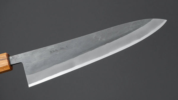 Hitohira TD Blue 2 Stainless Clad Kurouchi Gyuto 210mm Oak Handle - Tetogi