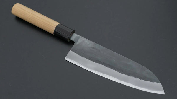Hitohira TD Blue #2 Stainless Clad Kurouchi Santoku 165mm Ho Wood Handle (D - Shape) - Tetogi
