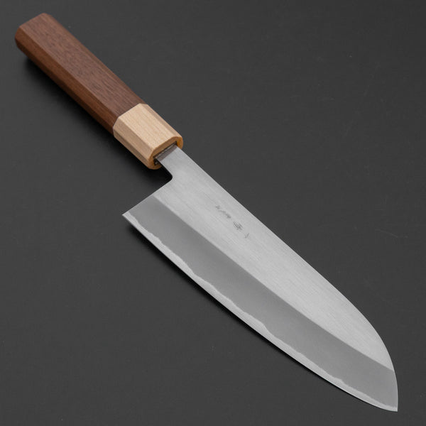 Hitohira TD Blue #2 Stainless Clad Migaki Santoku 165mm Walnut Handle - Tetogi