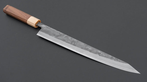 Hitohira TD Blue 2 Stainless Clad Nashiji Sujihiki 270mm Walnut Handle - Tetogi
