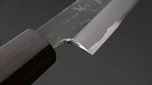 Hitohira Togashi Blue #2 Kurouchi Petty 165mm Cherry Wood Handle (Ebony End) - Tetogi