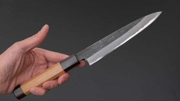 Hitohira Togashi Blue #2 Kurouchi Petty 165mm Cherry Wood Handle (Ebony End) - Tetogi