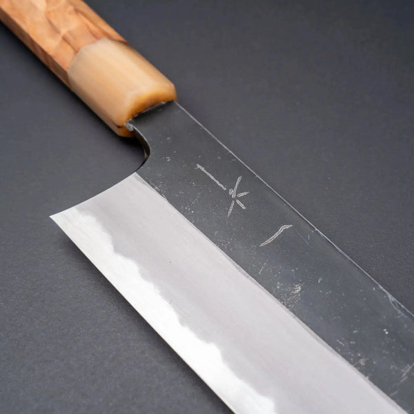 Hitohira Togashi White 2 Kurouchi Kiritsuke Gyuto 240mm Sugi Cedar Handle - Tetogi