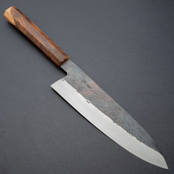Isamitsu White 1 Stainless Clad Kurouchi Gyuto 195mm Laburnum Handle - Tetogi