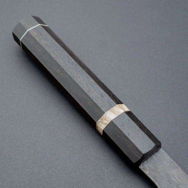 Isamitsu White 1 Stainless Clad Kurouchi Gyuto 195mm Riisgaard Ebony Handle - Tetogi