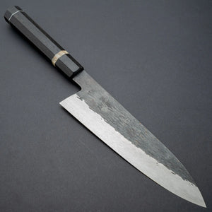 Isamitsu White 1 Stainless Clad Kurouchi Gyuto 195mm Riisgaard Ebony Handle - Tetogi