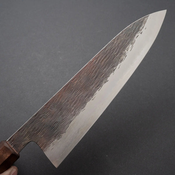 Isamitsu White #1 Stainless Clad Kurouchi Gyuto 210mm Riisgaard Curly Walnut Handle - Tetogi