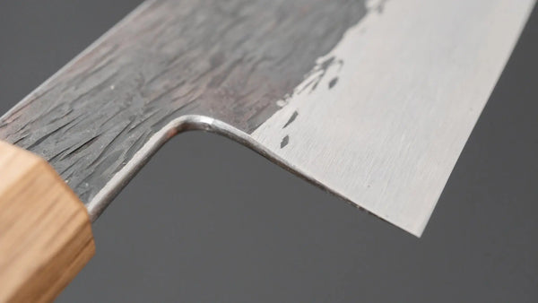 Isamitsu White 1 Stainless Clad Kurouchi Santoku 180mm Wood Handle - Tetogi