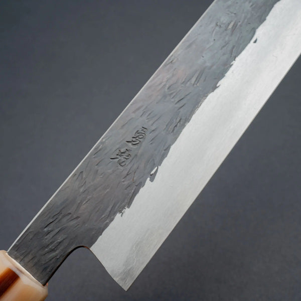 Isamitsu White 1 Stainless Clad Kurouchi Sujihiki 270mm Riisgaard Walnut Handle - Tetogi