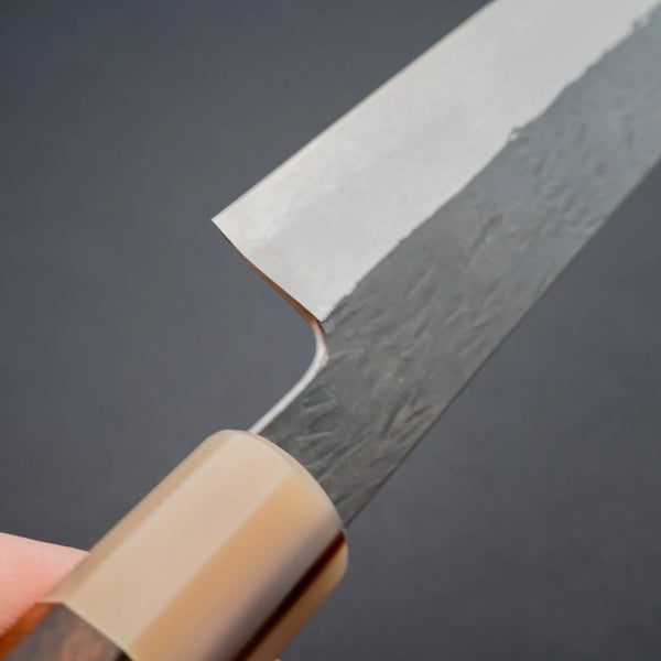 Isamitsu White 1 Stainless Clad Kurouchi Sujihiki 270mm Riisgaard Walnut Handle - Tetogi