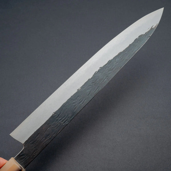 Isamitsu White 1 Stainless Clad Kurouchi Sujihiki 270mm Riisgaard Walnut Handle - Tetogi