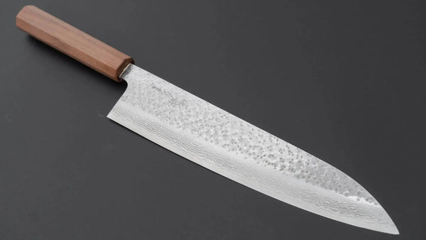 Makoto Kurosaki STK VG-7 Tsuchime Damascus Gyuto 240mm Walnut Handle - Tetogi