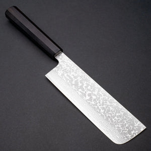 Makoto Kurosaki VG7 Damascus Nakiri 170mm Ebony Handle - Tetogi