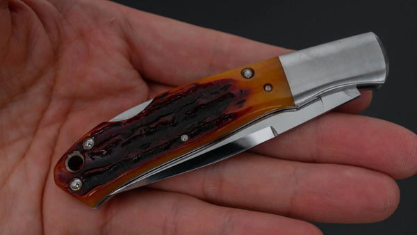 MOKI Kronos Folding Knife Medium Stag Handle - Tetogi