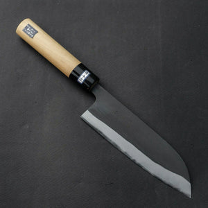 Morihei Munetsugu Blue #2 Kurouchi Santoku 165mm Ho Wood Handle - Tetogi