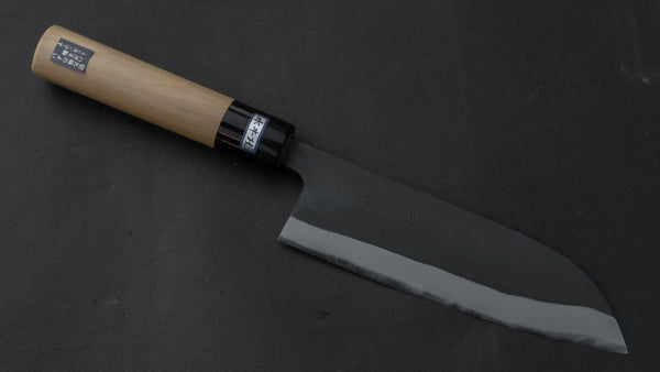 Morihei Munetsugu Blue #2 Kurouchi Santoku 165mm Ho Wood Handle - Tetogi