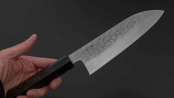Nigara Blue Super Santoku 180mm Ebony Handle - Tetogi