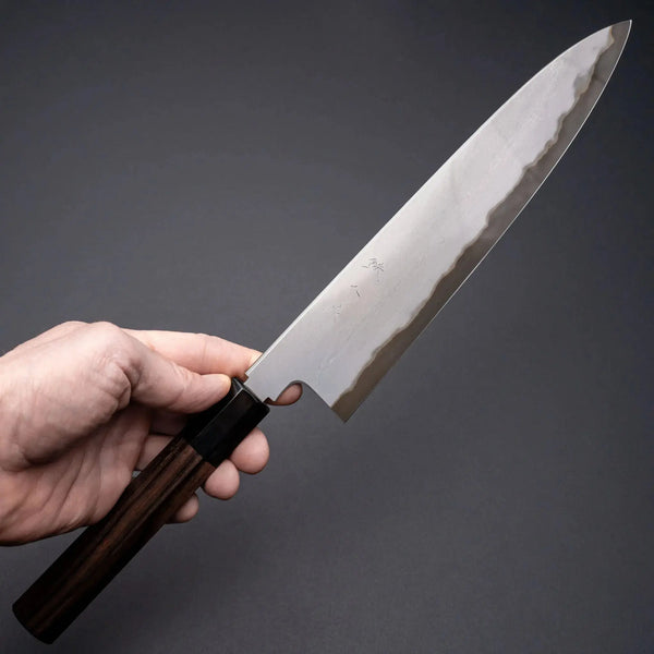 Tetsujin Blue 2 Metal Flow Gyuto 240mm Taihei Makassar Ebony Handle - Tetogi