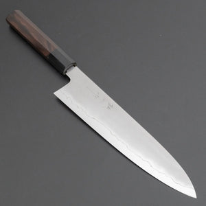Tetsujin Silver 3 Kasumi Gyuto 240mm Taihei Makassar Ebony Handle (Blond Horn) - Tetogi