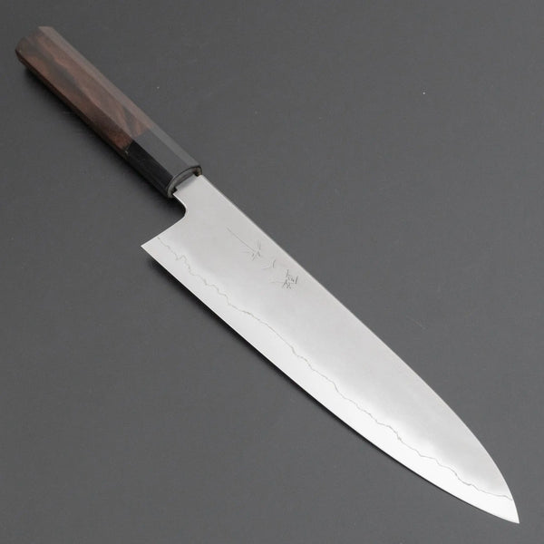 Tetsujin Silver 3 Kasumi Gyuto 240mm Taihei Makassar Ebony Handle (Blond Horn) - Tetogi