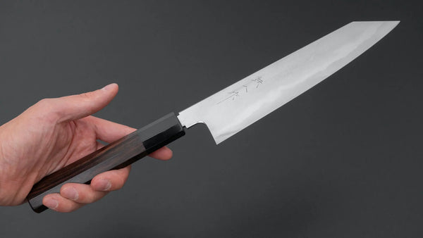 Tetsujin Silver 3 Metal Flow Kiritsuke Gyuto 210mm Taihei Makassar Ebony Handle - Tetogi