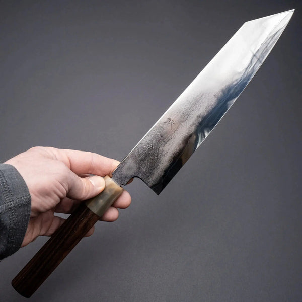 Tetsujin Silver 3 Metal Flow Kiritsuke Gyuto 240mm Taihei Makassar Ebony Handle - Tetogi